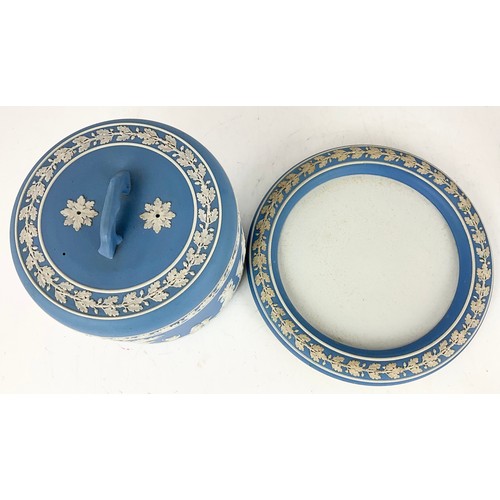 129 - WEDGWOOD JASPER WARE CHEESE DOME AND STAND  29cm DIAMETER