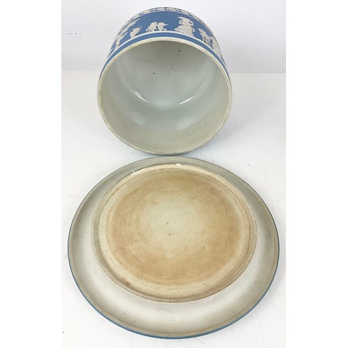 129 - WEDGWOOD JASPER WARE CHEESE DOME AND STAND  29cm DIAMETER
