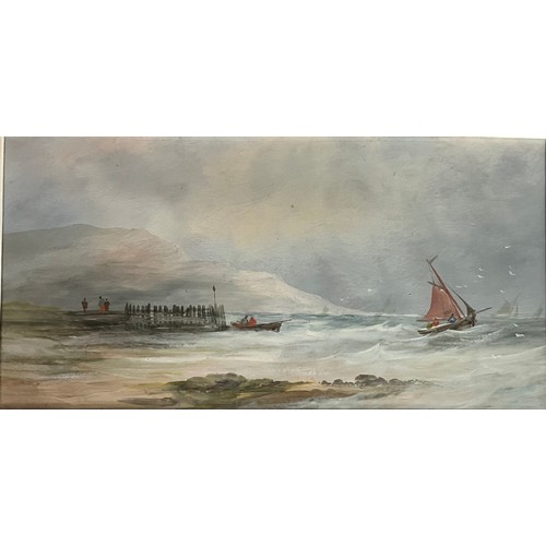 22 - JOHN HAMILTON (BRITISH, 1919-1993), OIL ON PANEL DEPICTING A FISHING BOAT SIGNED LOWER RIGHT, APPROX... 