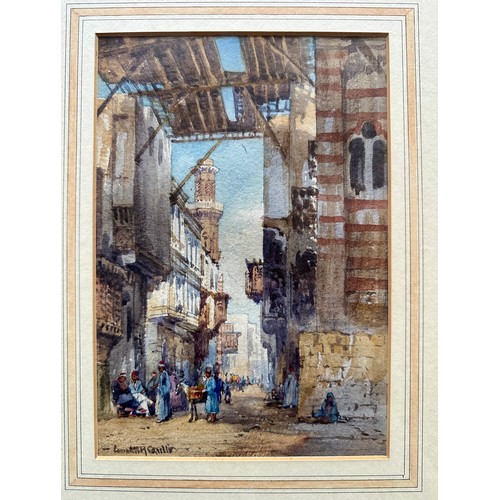 26 - CONRAD H.R. CARELLI (ITALIAN, 1869-1956), WATERCOLOUR CAIRO STREET SCENE, APPROX. 16.5 X 25 cm