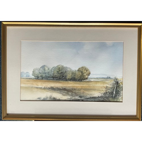 30 - JOHN R HARRIS WATERCOLOURS (LOCAL ARTIST) LARGE LANDSCAPE COPSE SCENE Approx. 62.5cm W x  37cm H AND... 