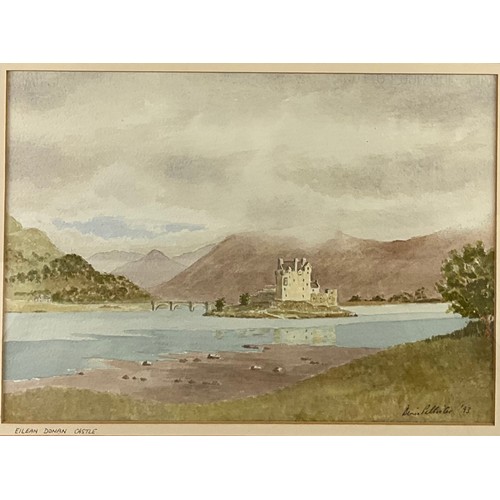 31 - DENIS PALLISTER - WATERCOLOURS, EILEAN DONAN CASTLE AND A LOCH SCENE
Approx. 25 x 35cm