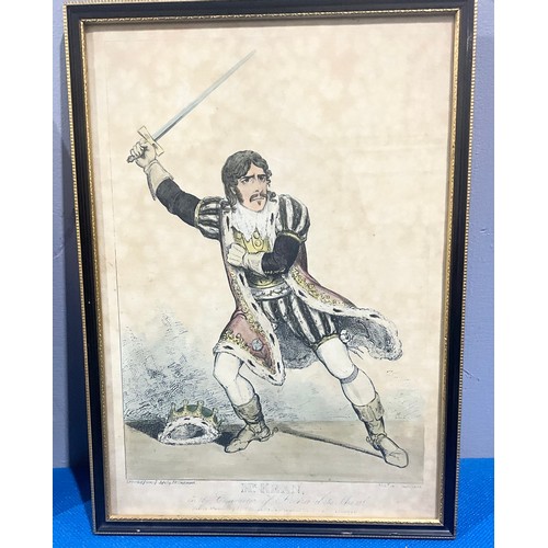 43 - HAND COLOURED ETCHING GEORGE CRUIKSHANK’S MR KEAN, THE YOUNG ENGLISH WOMAN ENGRAVING AND TWO CECIL A... 