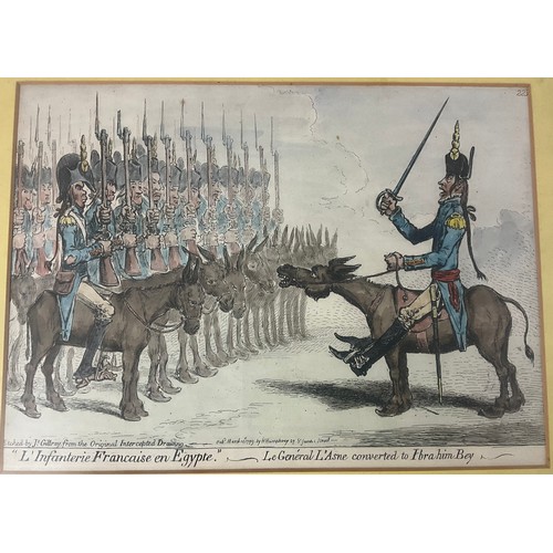 44 - TWO GILLRAY (JAMES) HAND COLOURED ETCHINGS  A FRENCH GENTLEMAN OF THE COURT OF LOUIS XVITH AND  L’IN... 