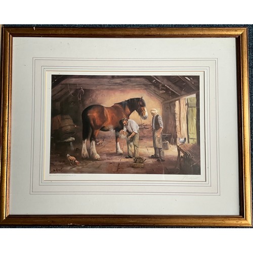 52 - JOHN TRICKETT (1953) LTD ED. PRINT BLACK LABRADOR IN THE SNOW #178/850 Approx. 52 x 40cm TOGETHER WI... 