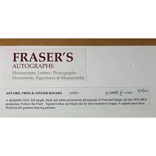 58 - SIGNED GINGER ROGERS AND FRED ASTAIRE FRAMED PHOTOGRAPH NOTE: FRED ASTAIRE SIGNATURE FAINT IN THE RI... 