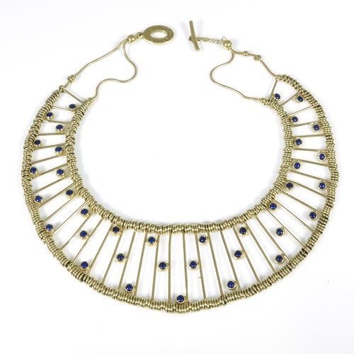 SUPERB, LINKS OF LONDON 18ct GOLD CHOKER SET WITH BLUE CABOCHON STONES