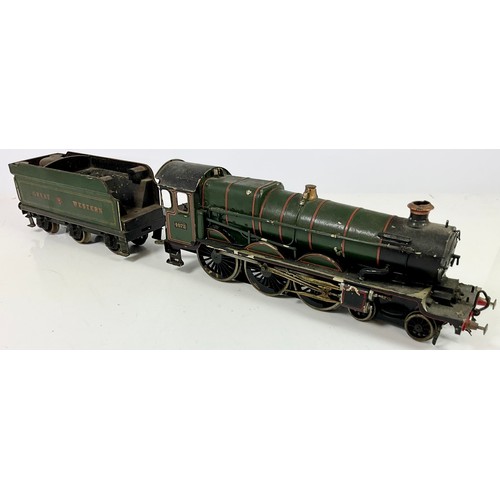  UNIDENTIFIED MAKE 0 GAUGE 3-RAIL ELECTRIC KIT BUILT 4-6-0 LOCO & 6-WHEELED TENDER, GREAT WESTERN CAS... 