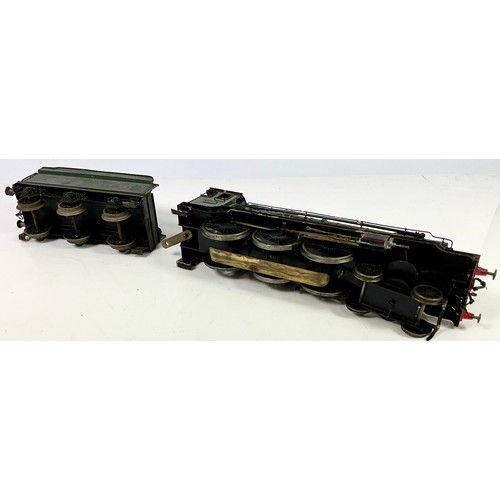  UNIDENTIFIED MAKE 0 GAUGE 3-RAIL ELECTRIC KIT BUILT 4-6-0 LOCO & 6-WHEELED TENDER, GREAT WESTERN CAS... 
