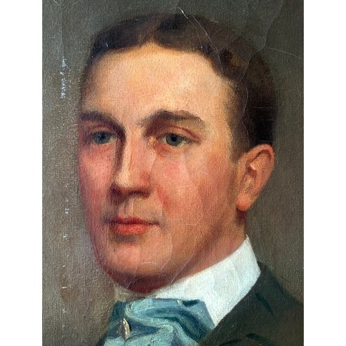 2 - MOUSSA AYOUB (1873-1955), LARGE OIL ON CANVAS PORTRAIT ‘TREVOR BLAKEMORE, WRITER AND POET’, APPROX. ... 