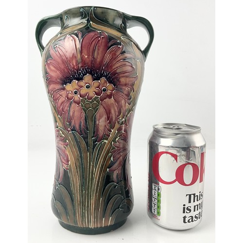 13 - RARE EARLY MOORCROFT POTTERY TWO HANDLED VASE DECORATED IN THE CORNFLOWER PATTERN SIGNATURE MARK TO ... 