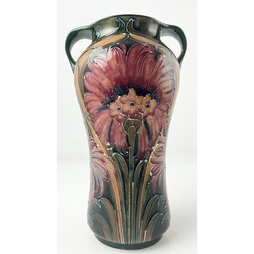13 - RARE EARLY MOORCROFT POTTERY TWO HANDLED VASE DECORATED IN THE CORNFLOWER PATTERN SIGNATURE MARK TO ... 