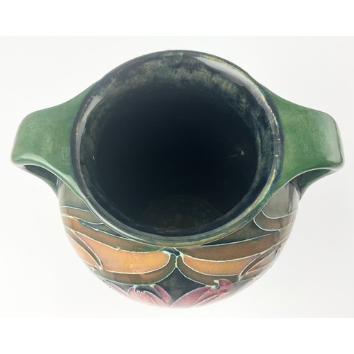 13 - RARE EARLY MOORCROFT POTTERY TWO HANDLED VASE DECORATED IN THE CORNFLOWER PATTERN SIGNATURE MARK TO ... 