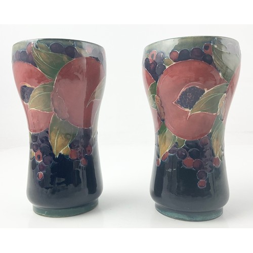 15 - PAIR OF EARLY MOORCROFT POTTERY VASES DECORATED IN THE POMEGRANATE PATTERN WITH  BURSLEM IMPRESSED A... 