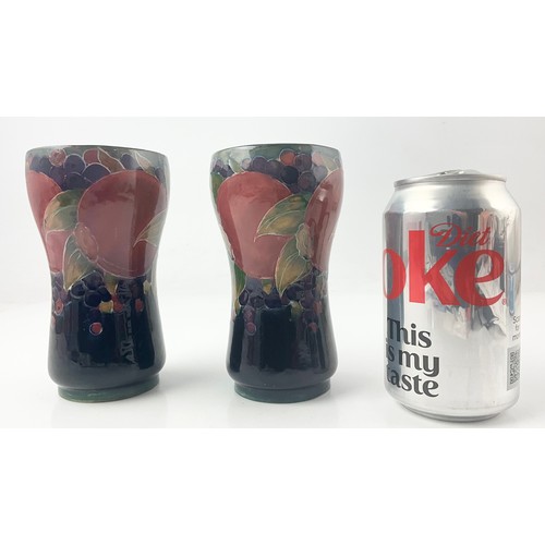 15 - PAIR OF EARLY MOORCROFT POTTERY VASES DECORATED IN THE POMEGRANATE PATTERN WITH  BURSLEM IMPRESSED A... 