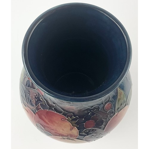 17 - LARGE MOORCROFT POTTERY  BULBOUS VASE DECORATED IN THE SALLY TUFFIN FINCHES PATTERN  WITH IMPRESSED ... 