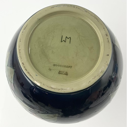 17 - LARGE MOORCROFT POTTERY  BULBOUS VASE DECORATED IN THE SALLY TUFFIN FINCHES PATTERN  WITH IMPRESSED ... 