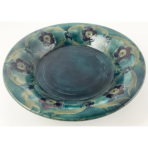 20 - EARLY MOORCROFT POTTERY ART NOUVEAU FLORIAN WARE SHALLOW BOWL  WITH IMPRESSED BURSLEM MARK , SIGNATU... 