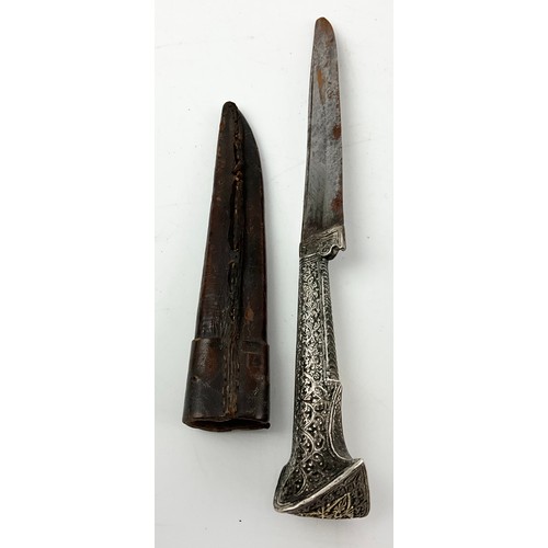 39 - INDO PERSIAN DAGGER WITH WHITE METAL HANDLE AND A PERSIAN NARAYAM 30cm