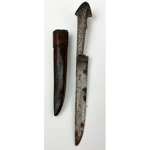 39 - INDO PERSIAN DAGGER WITH WHITE METAL HANDLE AND A PERSIAN NARAYAM 30cm