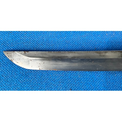 40 - SAMURAI TYPE SWORD WITH LEATHER BOUND SHAGREEN HANDLE AND SCABBARD 77cm WITH SIGNATURE TO TANG