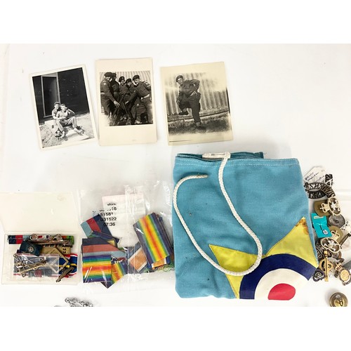 53 - MISC. MILITARIA INC. BADGES AND BUTTONS, ACME TRENCH WHISTLE, AIR MINISTRY WHISTLE, PHOTOGRAPHS, J.R... 