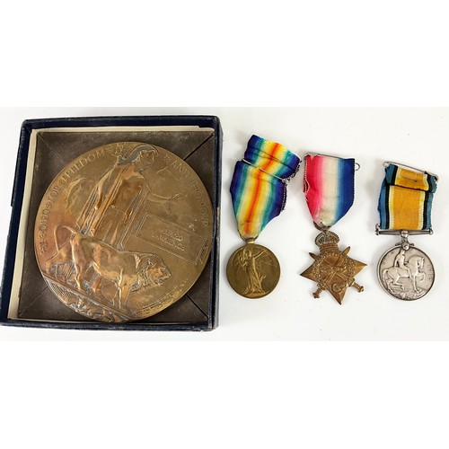 59 - CASUALTY GROUP OF WWI MEDALS, 21037 PTE. A.LAWRENCE WORC. R. WAR AND VICTORY MEDALS, 1914-15 STAR AN... 