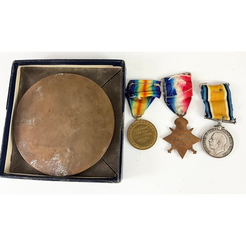 59 - CASUALTY GROUP OF WWI MEDALS, 21037 PTE. A.LAWRENCE WORC. R. WAR AND VICTORY MEDALS, 1914-15 STAR AN... 