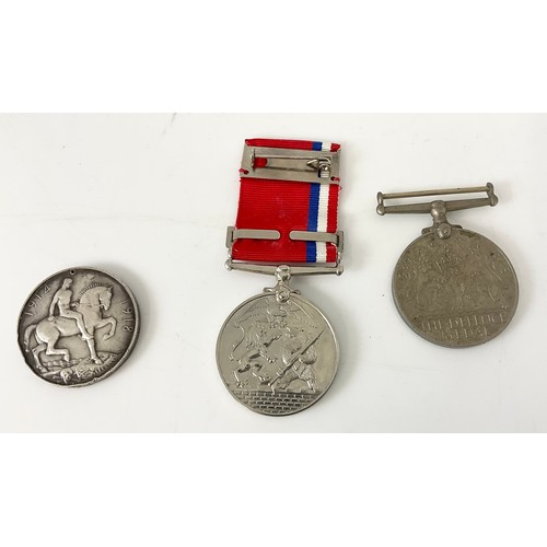 60 - MEDALS INC. WWI 1914 - 1918 18296 PTE. T. VAUGHAN GLOUC. R. LACKING SUSPENSION AND AF, NATIONAL SERV... 