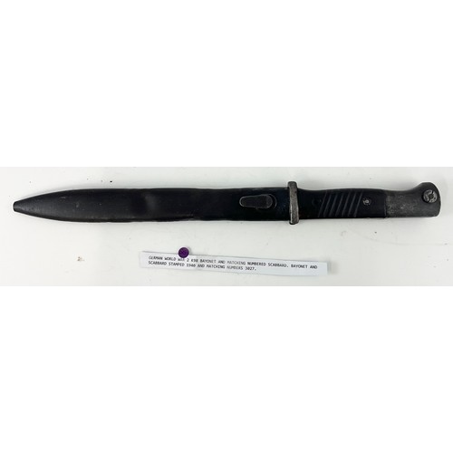 37 - GERMAN WWII K98 BAYONET AND SCABBARD WITH MATCHING 3027 NUMBERS, STAMPED 1940