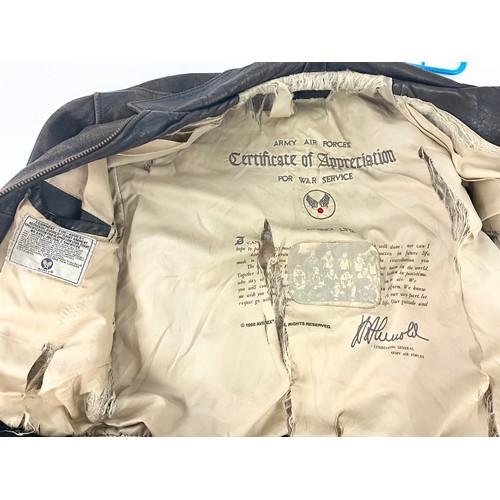 48 - VINTAGE AVIREX AMERICAN FIGHTER PILOT TYPE LEATHER JACKET, SIZE MEDIUM