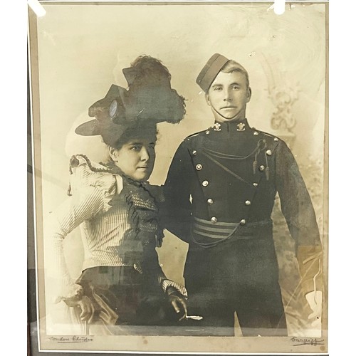 46 - INTERESTING ‘LONDON STUDIO’ FRAMED PHOTOGRAPH DEPICTING A 19TH CENTURY ROYAL HUSSARS SOLDIER AND HIS... 
