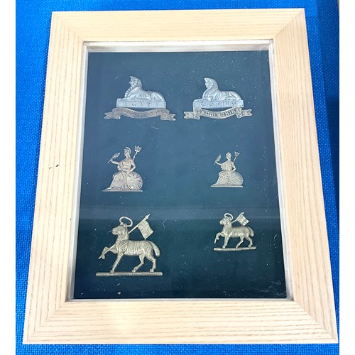 43 - COLLECTION OF MILITARY CAP BADGES, FRAMED FOR DISPLAY