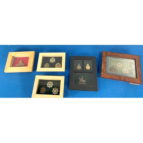 44 - COLLECTION OF MILITARY CAP BADGES, FRAMED FOR DISPLAY