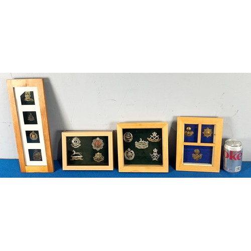 44 - COLLECTION OF MILITARY CAP BADGES, FRAMED FOR DISPLAY