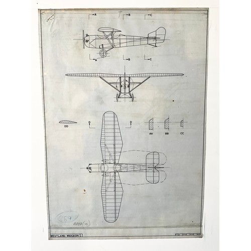 47 - 2 FRAMED AIRCRAFT PLANS, HENDY HECK AND WESTLAND WIDGEON