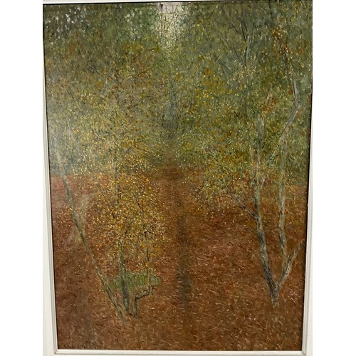 4 - RICHARD EURICH, (BRITISH 1903-1992), OIL ON BOARD, ‘EARLY AUTUMN, NEW FOREST’, signed and dated lowe... 