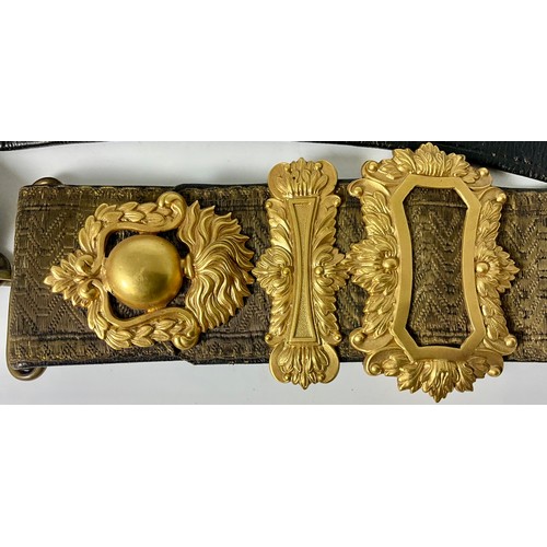 50 - VICTORIAN CROSS BELT AND POUCH WITH BULLION EMBROIDERED DECORATION