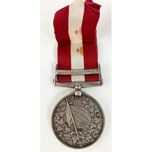 52 - CANADA GENERAL SERVICE 1866-70, 1 CLASP, FENIAN RAID 1866, INDISTINCTLY NAMED TO PTE. A. McDONALD, 2... 