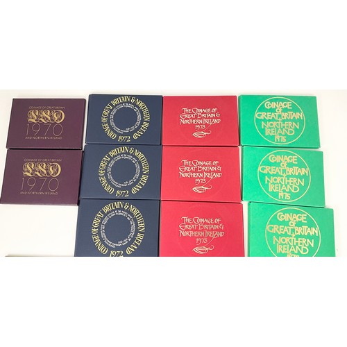 71 - TWENTY TWO COINAGE OF GREAT BRITIAN COIN SETS INCLUDING 2 X 1970, 3 X1972, 3 X 1973 , 3 X 1974, 3X 1... 
