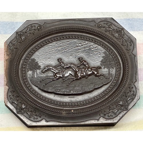 26 - 19TH CENTURY PORTRAIT MINIATURE OF A LADY IN SUPERB HORSE EMBOSSED FRAME