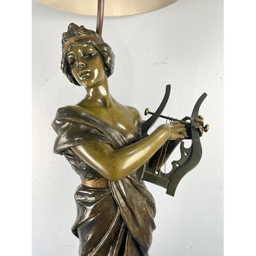 28 - LARGE  BRONZE FIGURAL LAMP ‘SAPHO’, SIGNED E. VILANIS  APPROX. 94cm to top of figure