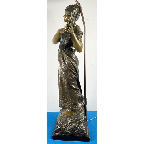 28 - LARGE  BRONZE FIGURAL LAMP ‘SAPHO’, SIGNED E. VILANIS  APPROX. 94cm to top of figure