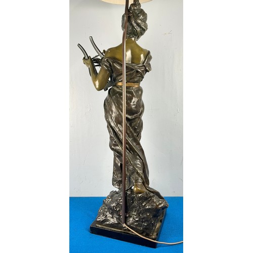 28 - LARGE  BRONZE FIGURAL LAMP ‘SAPHO’, SIGNED E. VILANIS  APPROX. 94cm to top of figure