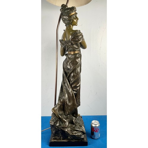 28 - LARGE  BRONZE FIGURAL LAMP ‘SAPHO’, SIGNED E. VILANIS  APPROX. 94cm to top of figure