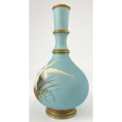 9 - STUNNING  ROYAL WORCESTER VASE DECORATED WITH FIVE SWANS ON A POWDER BLUE GROUND  SIGNED C H C BALDW... 