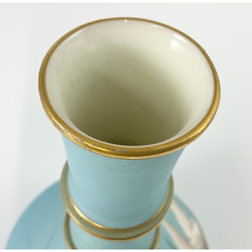 9 - STUNNING  ROYAL WORCESTER VASE DECORATED WITH FIVE SWANS ON A POWDER BLUE GROUND  SIGNED C H C BALDW... 