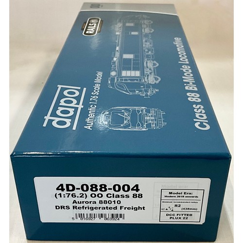  DAPOL, 00 GAUGE MODEL BI-MODE CLASS 88, 88010 AURORA DRS REFRIGERATED FREIGHT, DCC FITTED PLUX 22, A... 