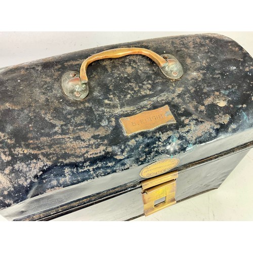  RAILWAY DRIVERS SNAP LUNCH BOX MADE BY DUKE LTD OF GRIMSBY, WITH ORIGINAL RECEIPT 1950, BRASS PLATE,... 