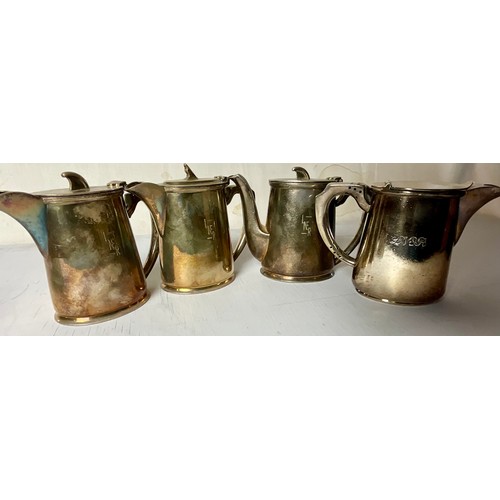  4 WALKER & HALL PLATED LNER COFFEE / TEA POTS, ALL MARKED LNER, APPROX 10 / 12 TALL, PLUS A LNER DES... 